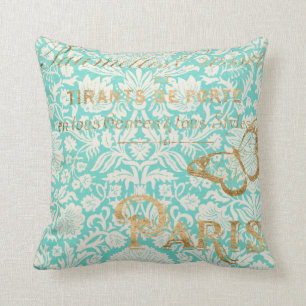 Vintage Paris Gold Design With Butterfly Cushion