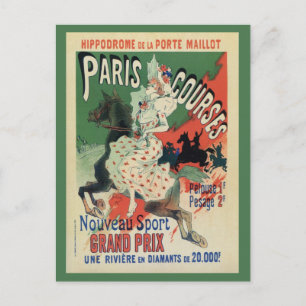 Vintage Paris horse races ad Postcard