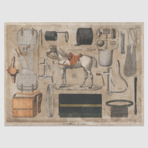 Vintage Paris Horse Tissue or Decoupage Paper