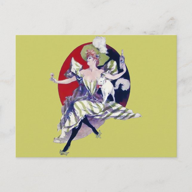 Vintage Paris Lady and her Cat Postcard (Front)