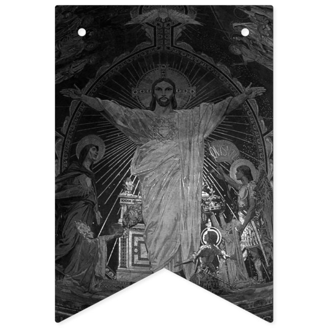 Vintage Paris Main mosaic Sacred Heart jesus Bunting (First Flag)