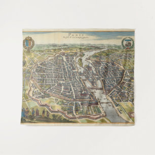 Vintage Paris Map Tapestry