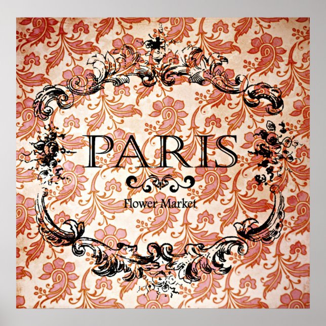 Vintage Paris Market Floral Poster (Front)