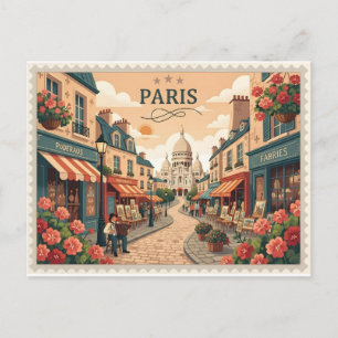 Vintage Paris Montmartre Postcard