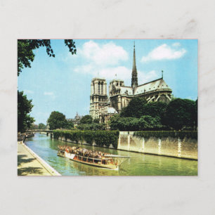 Vintage Paris, Notre Dame, Bateau Mouche Postcard