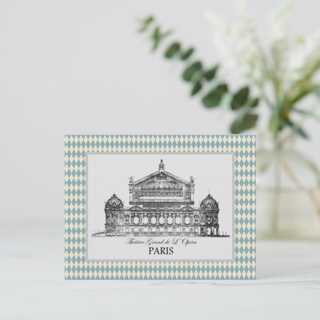 Vintage Paris Opera Illustration Harlequin  Postcard (Standing Front)