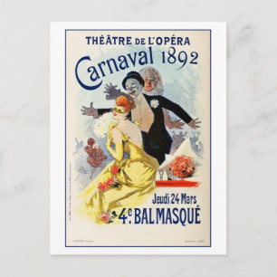 Vintage Paris Opera Theatre Carnival 1892 Postcard