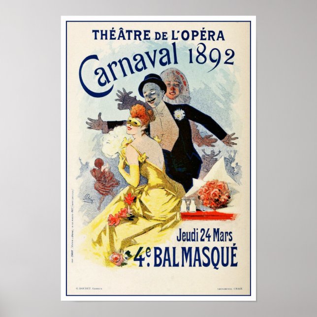 Vintage Paris Opera Theatre Carnival 1892 Poster (Front)
