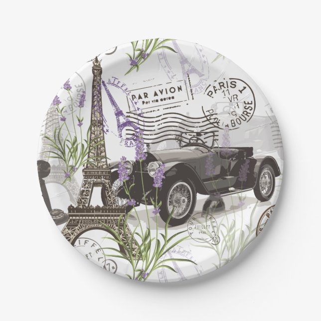 Vintage Paris Paper Plate (Front)