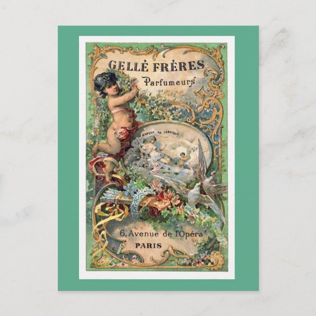 Vintage Paris Parfume Label Postcard (Front)