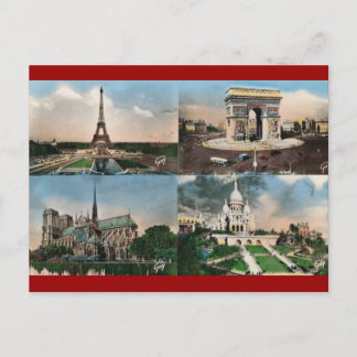 Vintage Paris, Paris, Multiview Postcard