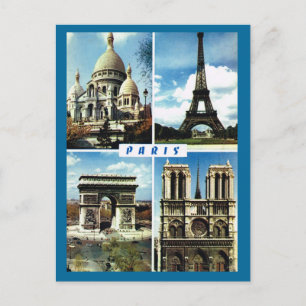Vintage Paris, Paris Multiview Postcard