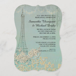 Vintage Paris Parisian Stylish Rehearsal Dinner Invitation
