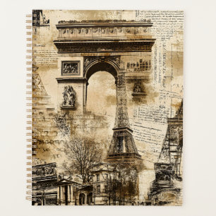 Vintage Paris Pattern – Eiffel Tower Landmarks Planner