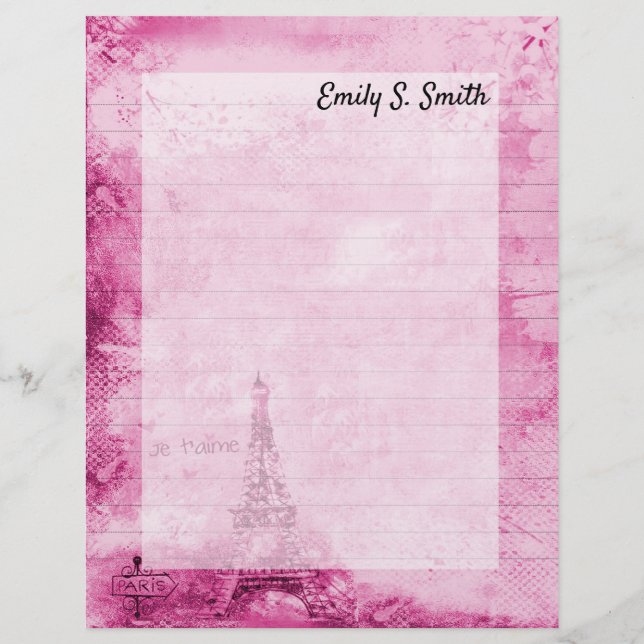 Vintage Paris Personalised Valentine Writing Paper (Front)