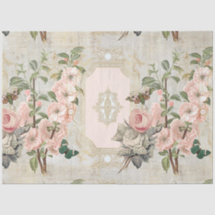 Vintage Paris Pink Gold Floral Ephemera Decoupage Tissue Paper