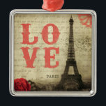 Vintage Paris | Pink Metal Tree Decoration<br><div class="desc">Vintage Eiffel Tower image in Paris,  France. An old French love letter is faded in the background.</div>