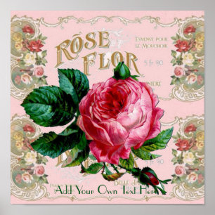 Vintage Paris Pink Rose Poster You Can Personalise