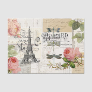 Vintage Paris Pink Roses Ephemera Tissue Paper
