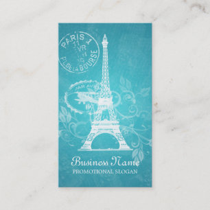 Vintage Paris Postcard Blue Business Card