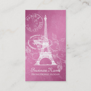 Vintage Paris Postcard Pink Business Card