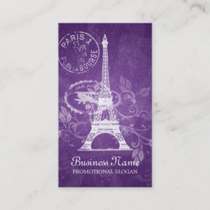 Vintage Paris Postcard Purple Business Card
