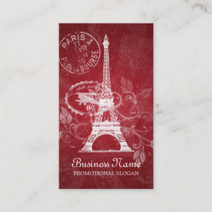 Vintage Paris Postcard Red Business Card