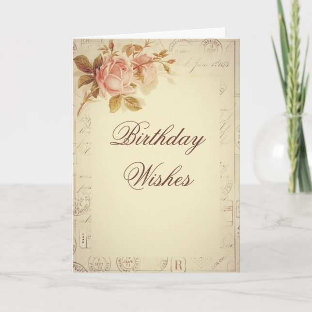 Vintage Paris Postmarks Birthday Card (Front)