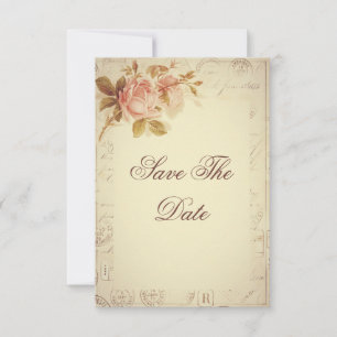 Vintage Paris Postmarks Chic Roses 18th Save The Date