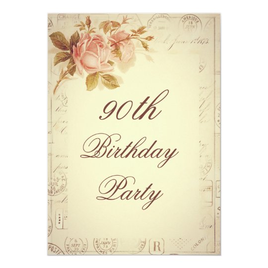 Vintage Paris Postmarks Chic Roses 90th Birthday Card