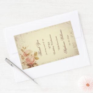 Vintage Paris Postmarks Chic Roses Rectangular Sticker