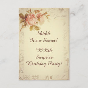 Vintage Paris Postmarks Chic Roses Surprise Party Invitation