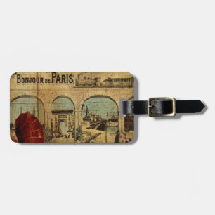 Vintage Paris Print Luggage Tag