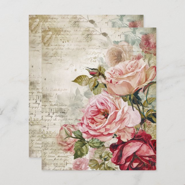 Vintage Paris Rose Paper Sheet (Front/Back)
