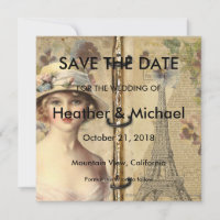 Vintage Paris Save the Date Wedding