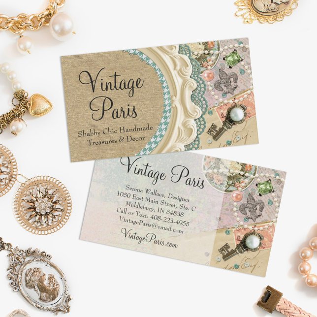 Vintage Paris Shabby Chic French Jewellery Boutiqu Business Card (Creator Uploaded)