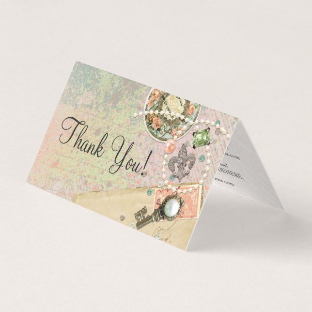 Vintage Paris Shabby French Jewellery Thank You Ca (Front)