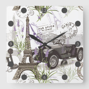 Vintage Paris Square Wall Clock
