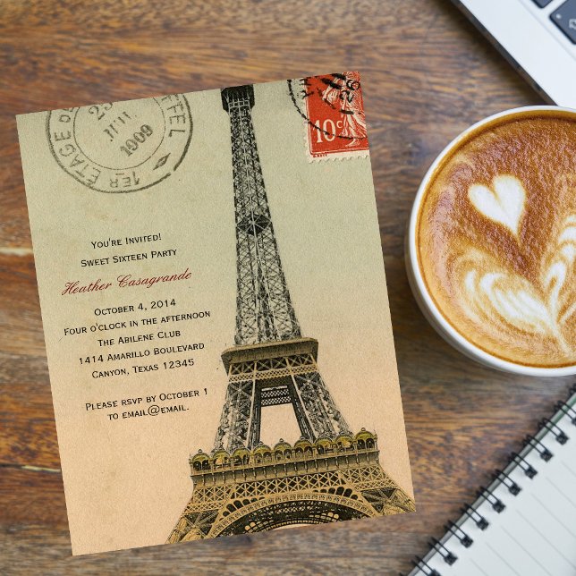 Vintage Paris Sweet Sixteen Birthday Party Invite (Creator Uploaded)