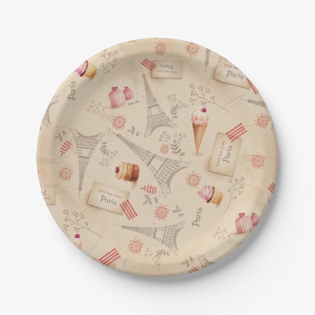 Vintage Paris Sweets Paper Plate (Front)