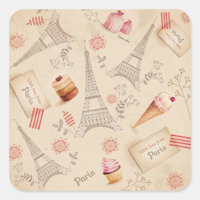 Vintage Paris Sweets Square Sticker (Front)