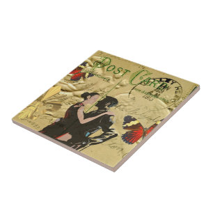 Vintage Paris Tango post card Tile