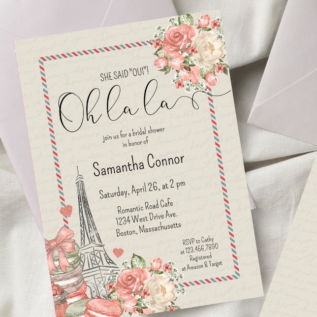 Vintage Paris Theme Bridal Shower Invitation (Creator Uploaded)