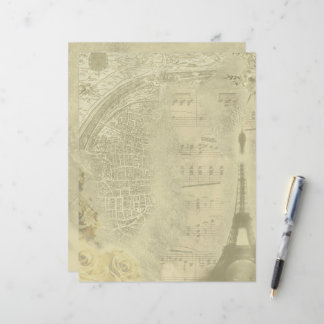 Vintage Paris Themed Scrapbook Paper