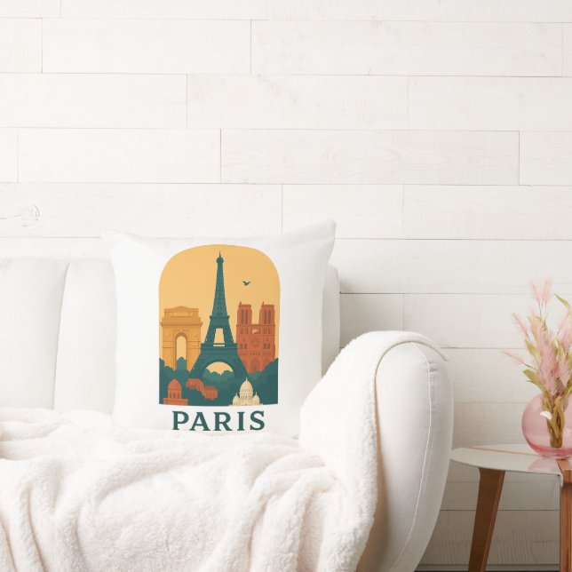 Vintage Paris Throw Pillow – Notre Dame Cathedral  (Couch)
