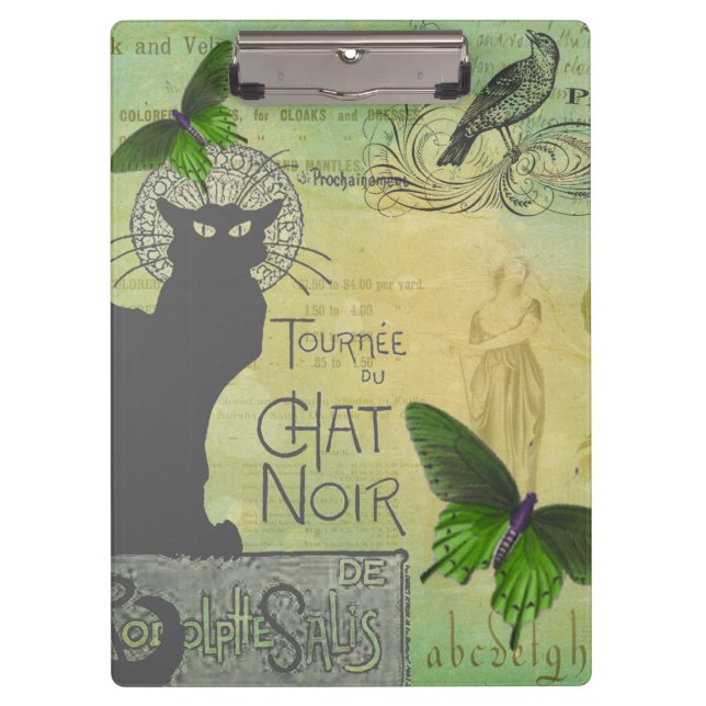 Vintage Paris Tour of Chat Noir Collage  Clipboard (Front)