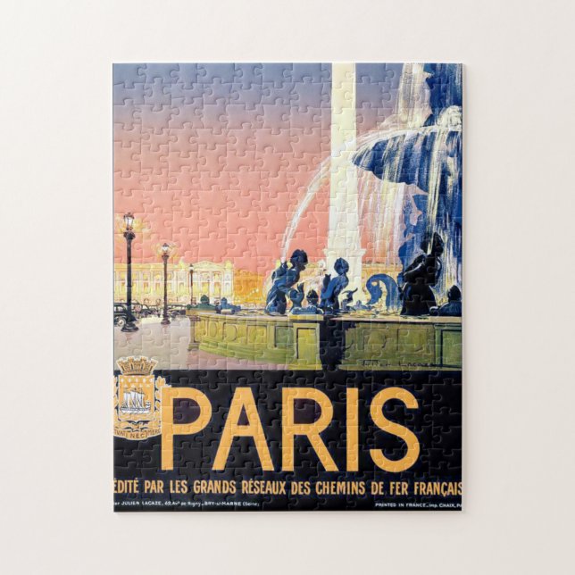 Vintage Paris Travel Advertisement Illustration Jigsaw Puzzle (Vertical)