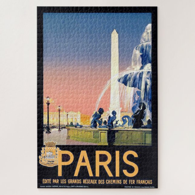 Vintage Paris Travel Advertisement Illustration Jigsaw Puzzle (Vertical)