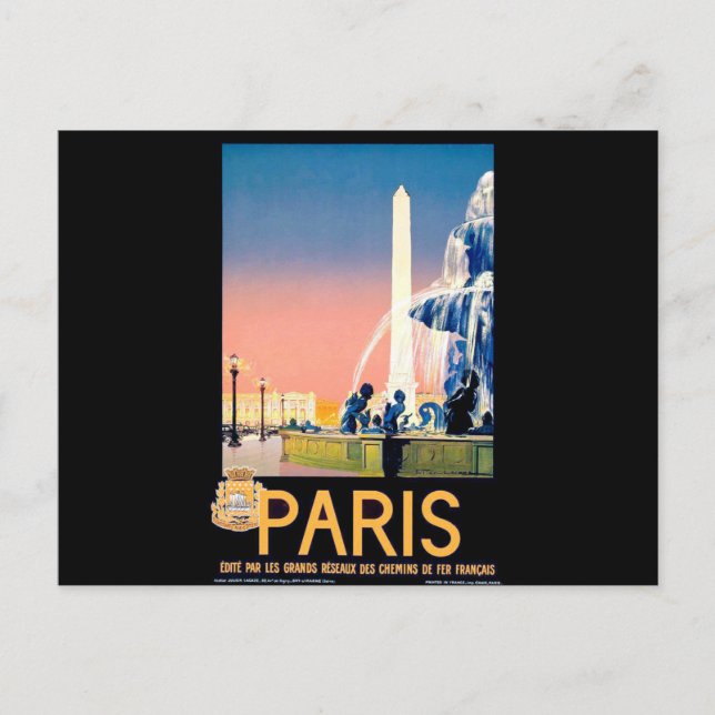 Vintage Paris Travel Advertisement Postcard (Front)