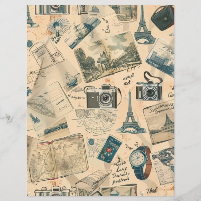 Vintage Paris Travel Destination Scrapbook Paper (Front)
